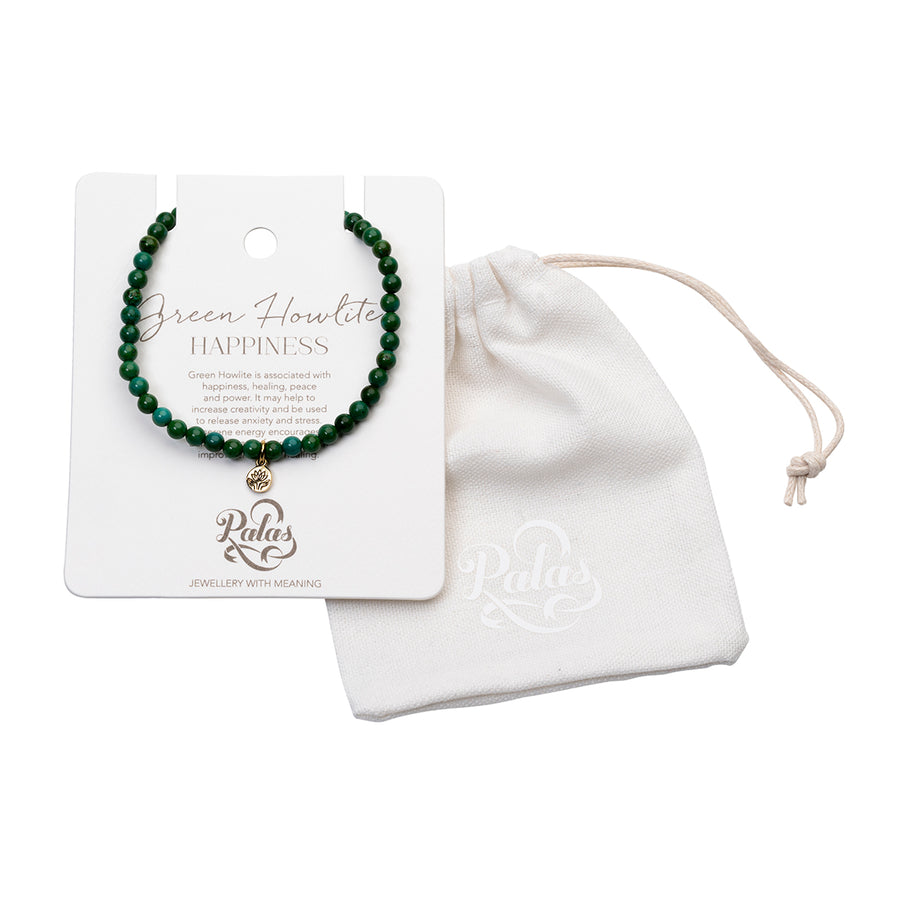 Green howlite 'happiness' healing gem Bracelet