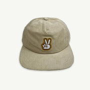 Peace Pinch Front Cord Kids Cap - Ecru