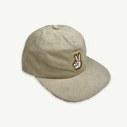 Peace Pinch Front Cord Kids Cap - Ecru