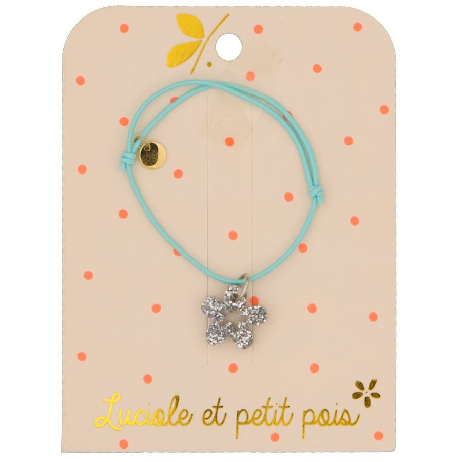 Elastic Cord Bracelet - Mint (Silver Flower)