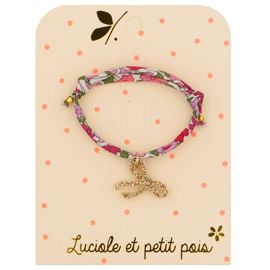 Liberty Crimson Pink Bracelet - Gold Bow