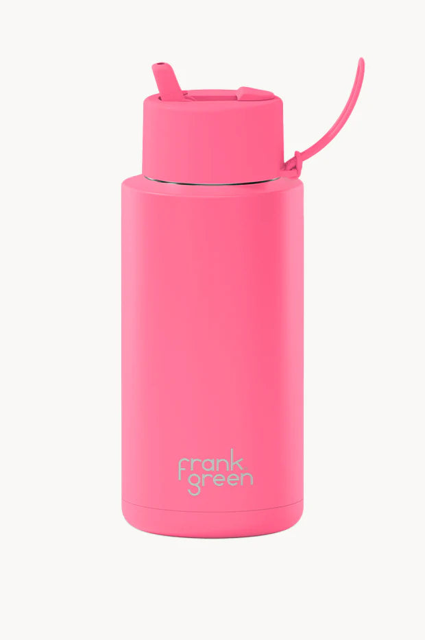 Frank Green Classic 1L (34oz) Stainless Steel Ceramic Bottle with Flip Lid Straw