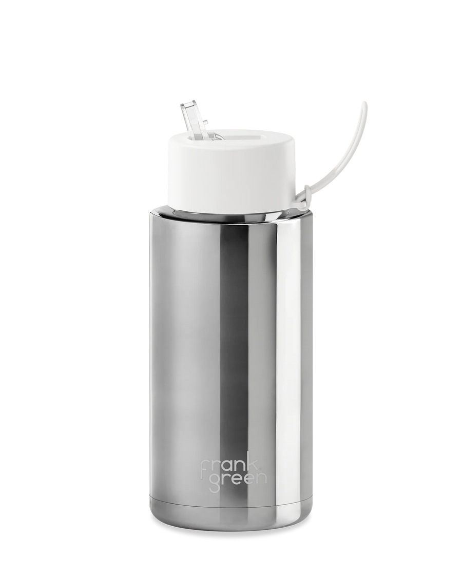 Frank Green Classic 1L (34oz) Stainless Steel Ceramic Bottle with Flip Lid Straw