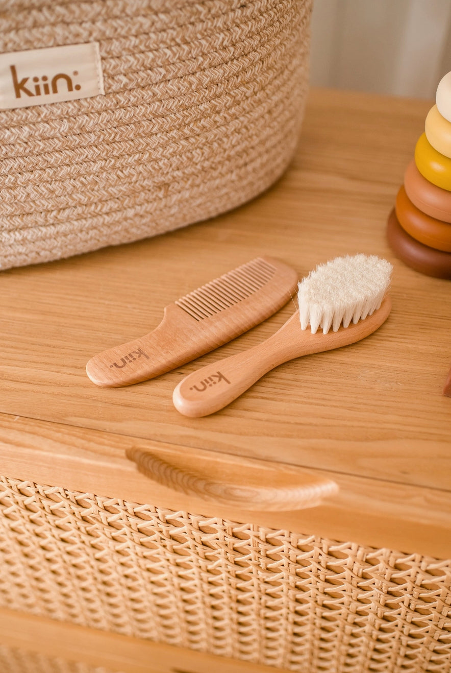 Wooden Baby Brush + Comb Set