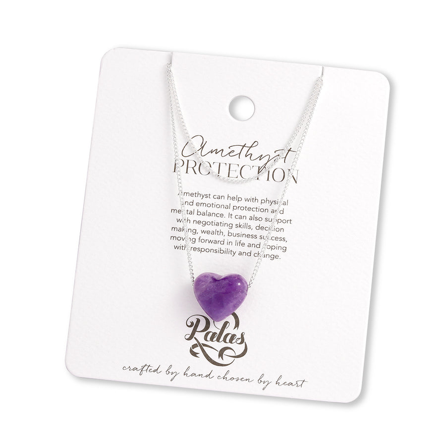 Amethyst 'protection' heartstone Necklace