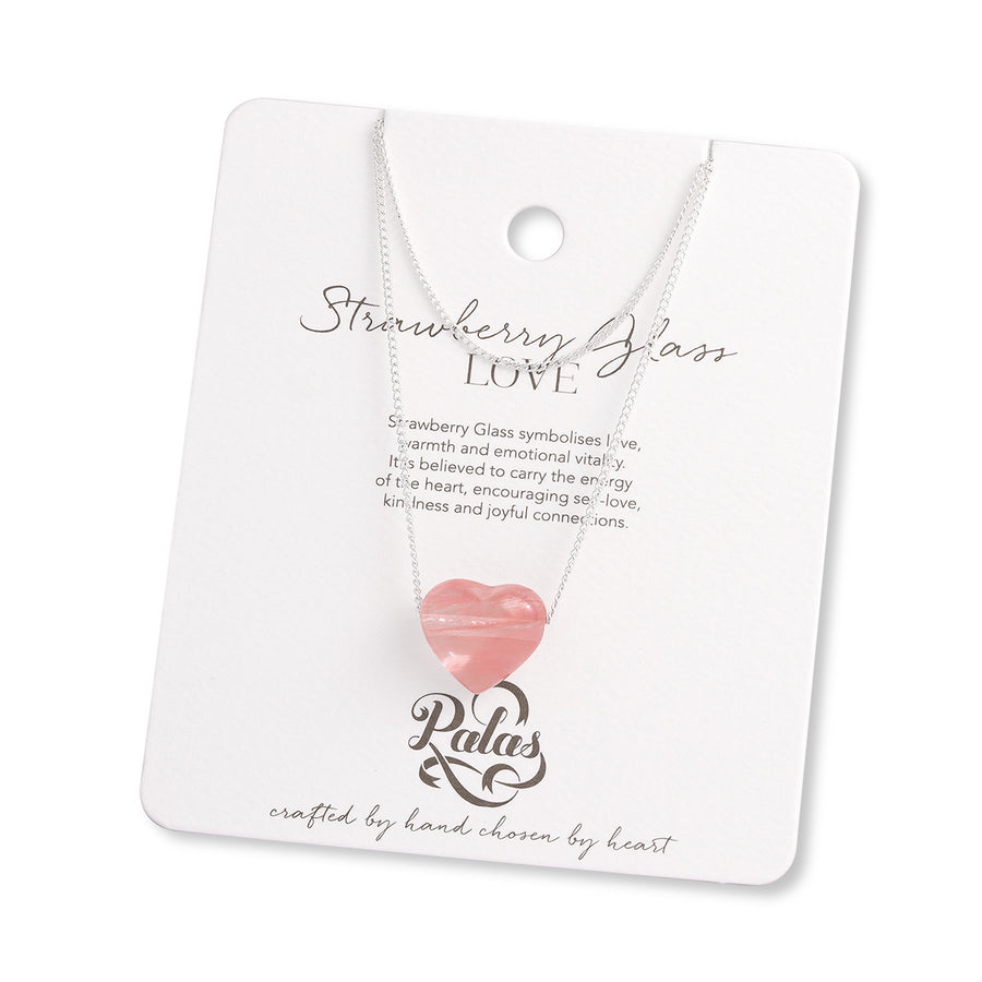 Strawberry Glass ‘self-love’ heartstone Necklace