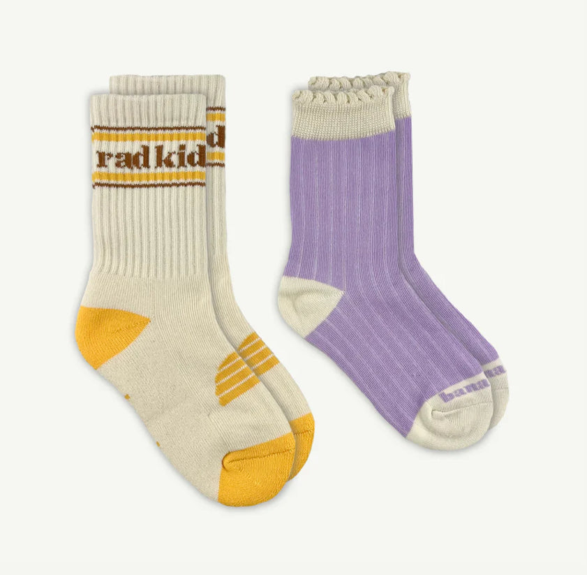 Rad Kid and Lilac Rib Organic Cotton Sock Pack