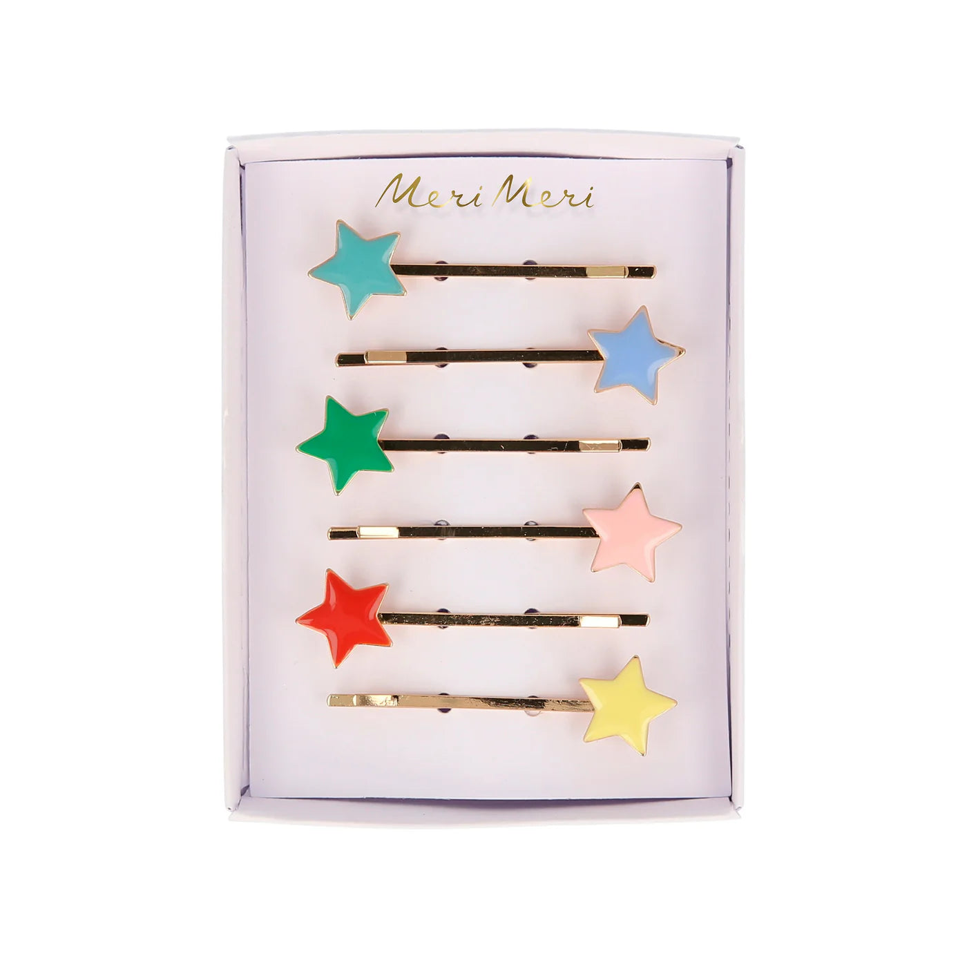 Enamel Star Hair Slides - set of 6
