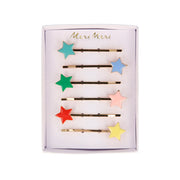 Enamel Star Hair Slides - set of 6
