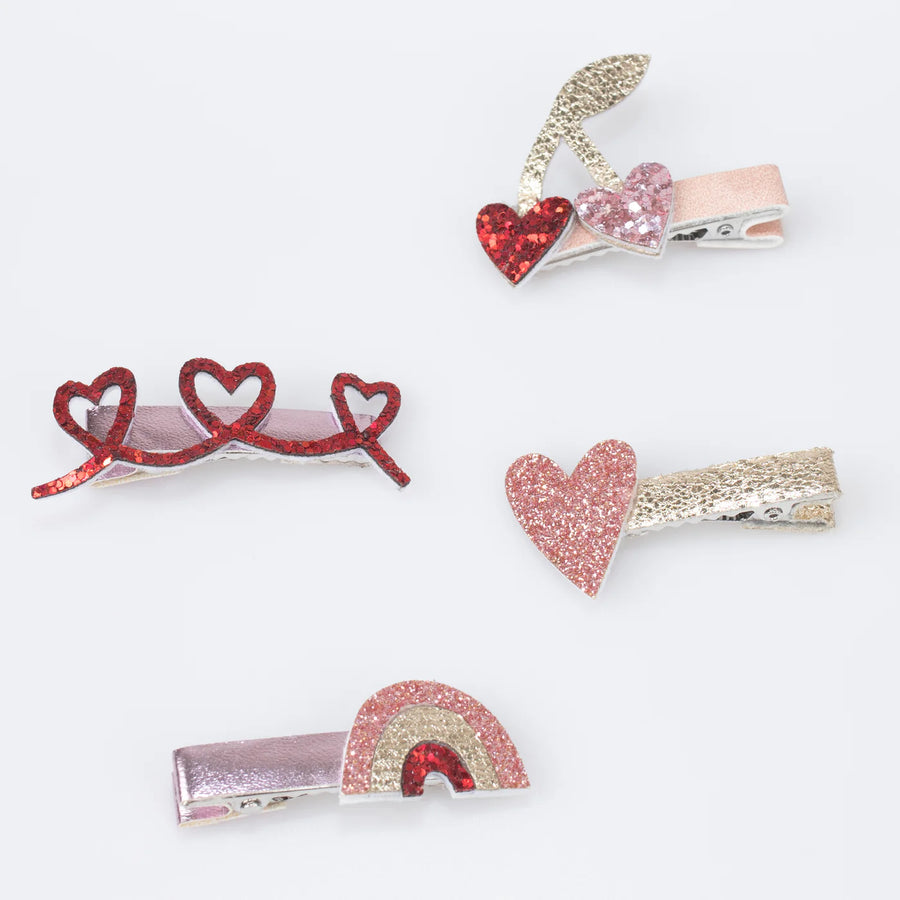 Valentine's Hair Clips - 8 pack