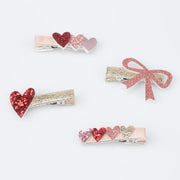 Valentine's Hair Clips - 8 pack