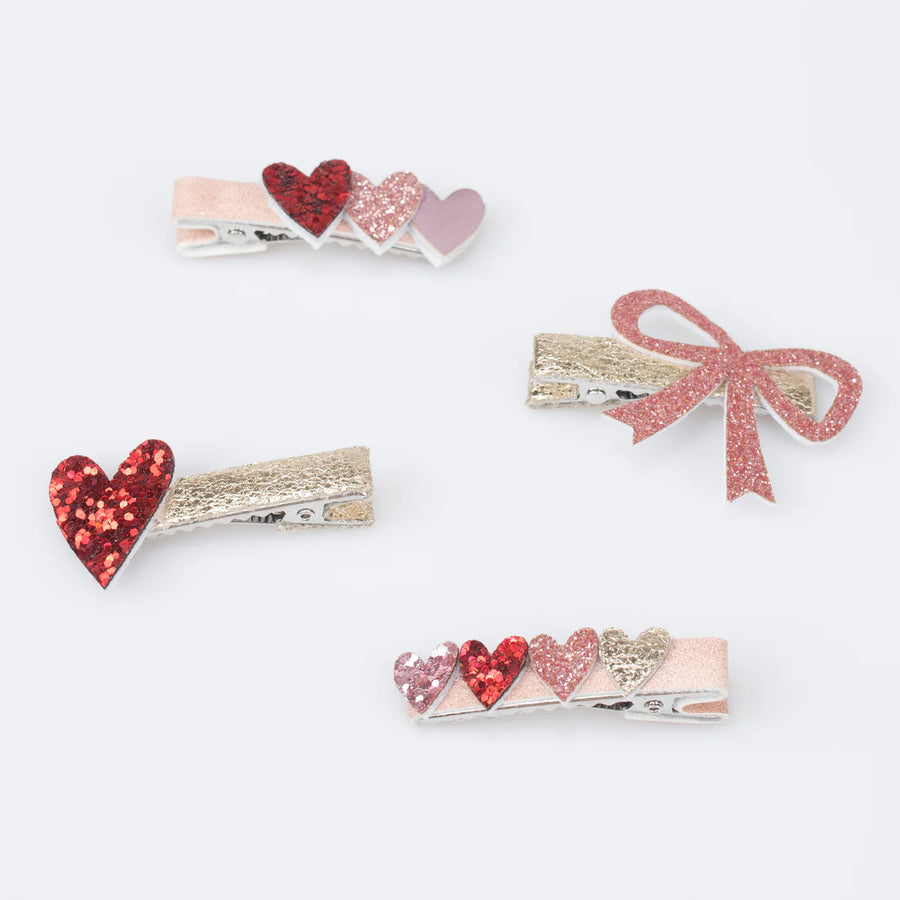 Valentine's Hair Clips - 8 pack