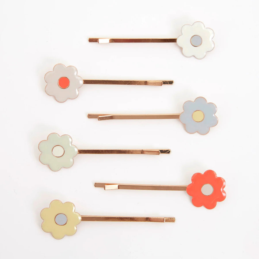 Daisy Enamel Hair Slides - set of 6