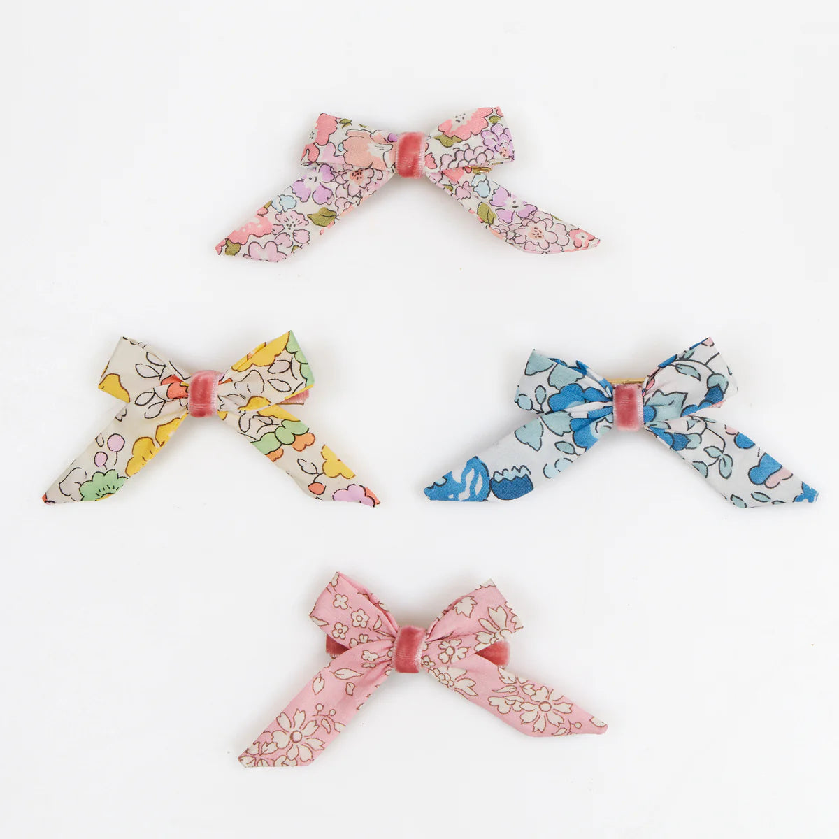 Floral Pattern Bow Hair Clips - set of 4