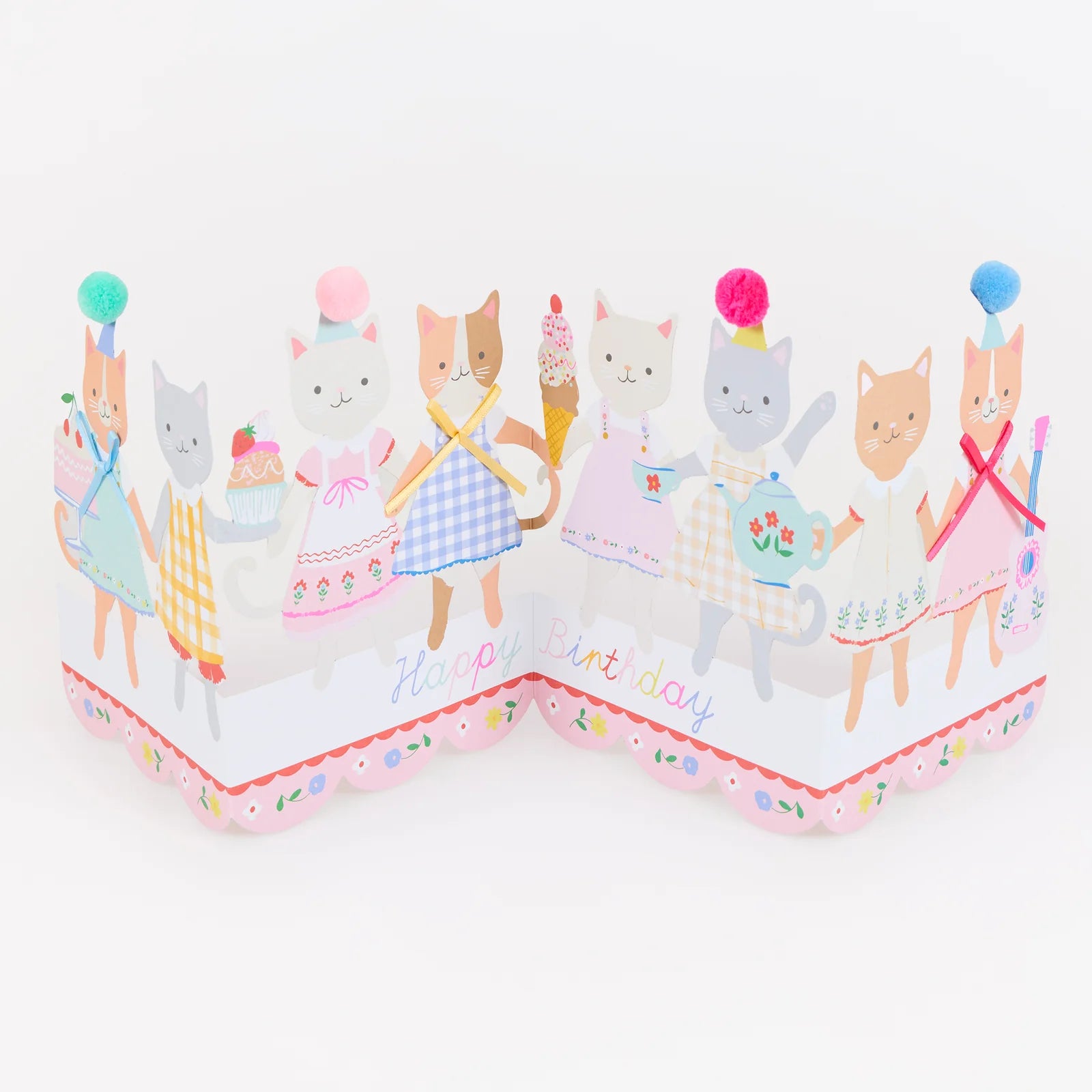 Concertina Birthday Card - Kitten Club