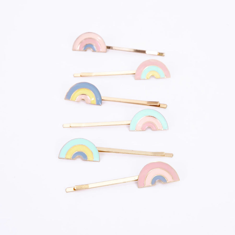 Enamel Rainbow Hair Slides - Set of 6