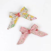 Floral Pattern Bow Hair Clips - set of 4