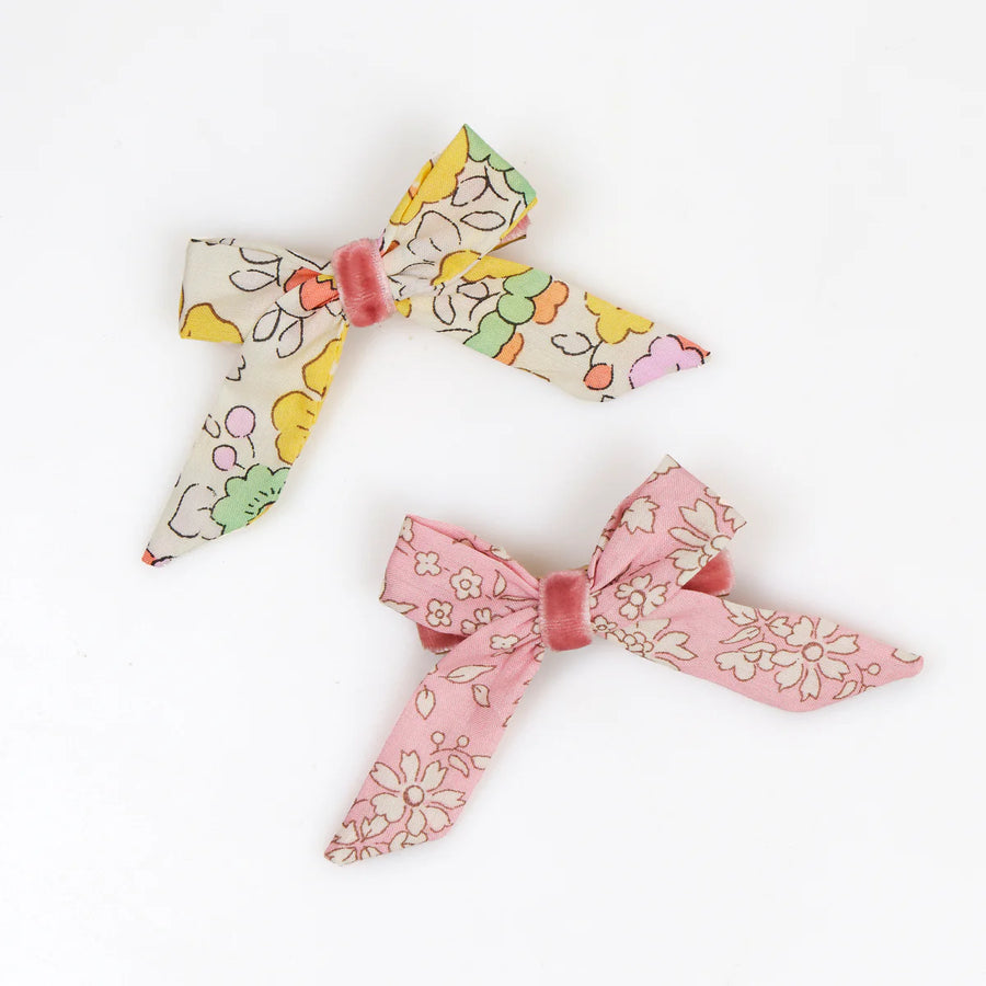 Floral Pattern Bow Hair Clips - set of 4