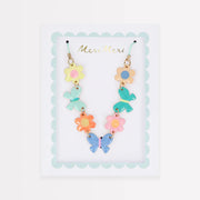 Butterflies & Flowers Enamel Charm Necklace