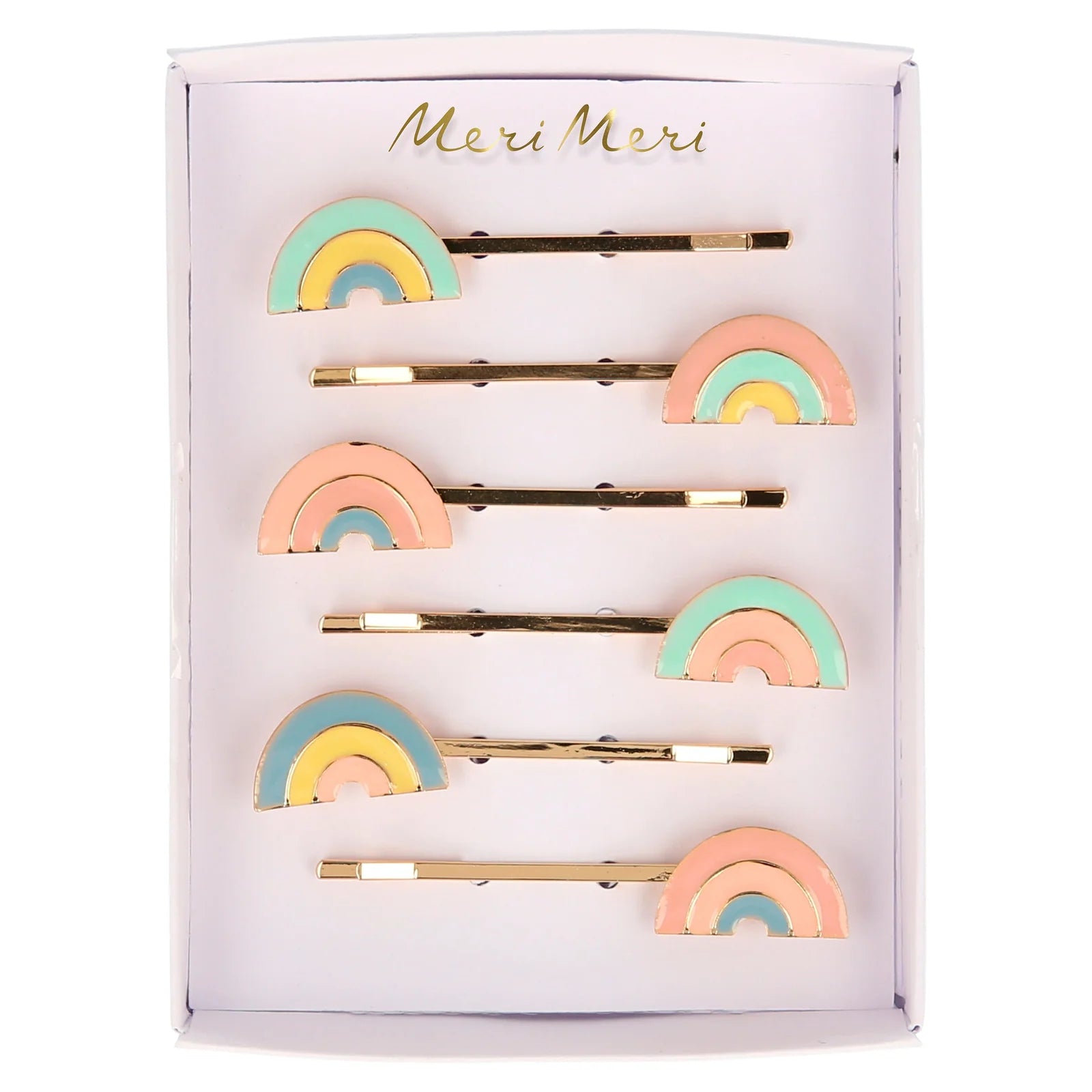 Enamel Rainbow Hair Slides - Set of 6