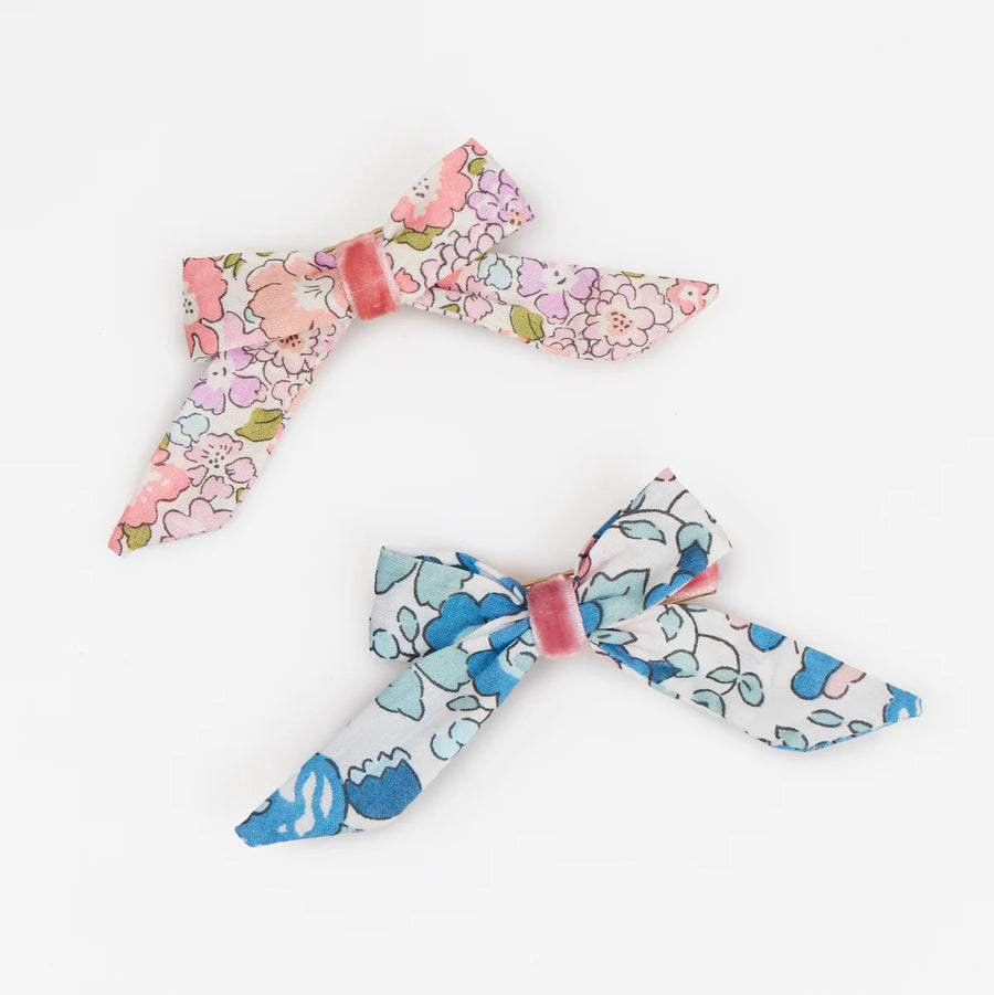 Floral Pattern Bow Hair Clips - set of 4